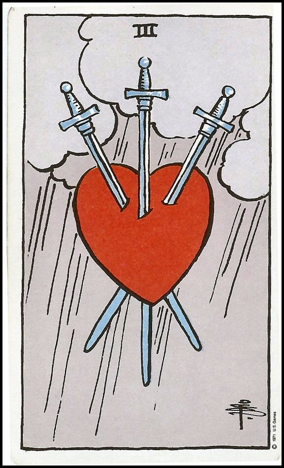 three of swords tarot card meaning